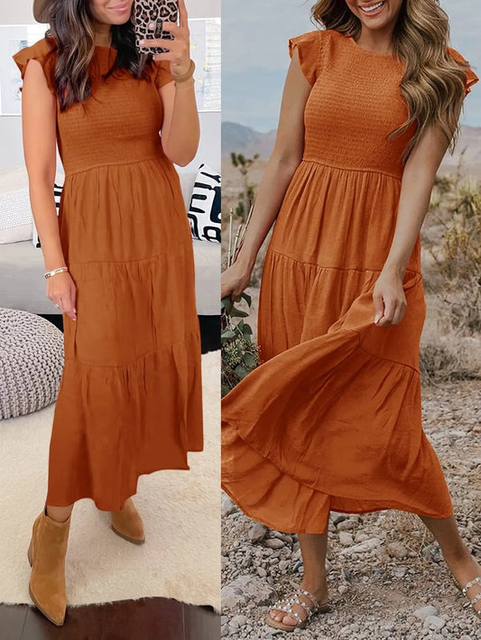 Lässiges, fließendes Sommer-Midikleid für Damen