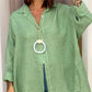 Lässiges, einfarbiges Langarm-Button-Down-Hemd für Damen