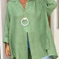 Lässiges, einfarbiges Langarm-Button-Down-Hemd für Damen