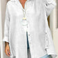 Lässiges, einfarbiges Langarm-Button-Down-Hemd für Damen
