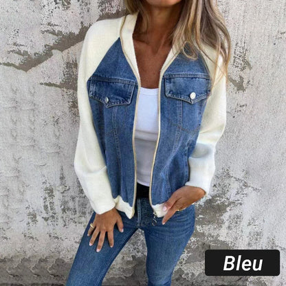 🍃🔥Neue modische kreative Denim-Spleißjacke für Damen