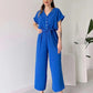 51% Rabatte Lässiger Jumpsuit mit V-Ausschnitt und kurzen Ärmeln für Damen