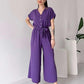 51% Rabatte Lässiger Jumpsuit mit V-Ausschnitt und kurzen Ärmeln für Damen