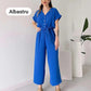 51% Rabatte Lässiger Jumpsuit mit V-Ausschnitt und kurzen Ärmeln für Damen