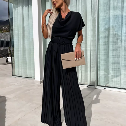 🔥51% Rabatt🔥Unifarbener Jumpsuit mit hoher Taille und gefaltetem Bein