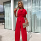 🔥51% Rabatt🔥Unifarbener Jumpsuit mit hoher Taille und gefaltetem Bein