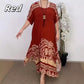 🦋Elegantes, fließendes Stretch-Kleid mit Rundhalsausschnitt und Aufdruck