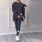 Mode, Freizeit ✨Langarm mit rundem Hals ＆ Hose 2-teiliger Set