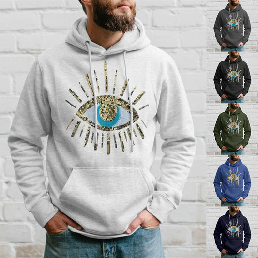 Langärmeliger Freizeit-Hoodie mit bösem Auge für Herren