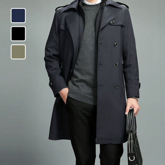 Lässiger Herren Trenchcoat mit Revers und abnehmbarem Innenfutter