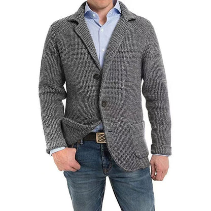 🎅💥Weihnachts-Sale - 49% Rabatt 🎅💥Langärmelige Strickjacke mit Revers für Herren mit schlichtem Revers