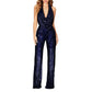 Sexy, glitzernder Neckholder-Jumpsuit für Damen mit schmalem Schnitt