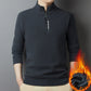 Warmer Pullover mit Waffelstrick und halbem Reißverschluss für Männer