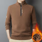 Warmer Pullover mit Waffelstrick und halbem Reißverschluss für Männer