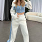Zweiteiliges Set aus Kapuzenjacke und elastischer Sweatpants für Damen