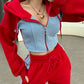 Zweiteiliges Set aus Kapuzenjacke und elastischer Sweatpants für Damen