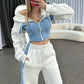 Zweiteiliges Set aus Kapuzenjacke und elastischer Sweatpants für Damen