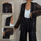 Pailletten Open Front Top Wide Leg Pants Set