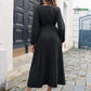 Langes plissiertes Wickelkleid mit Bindegürtel für Damen