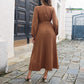 Langes plissiertes Wickelkleid mit Bindegürtel für Damen