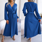 Langes plissiertes Wickelkleid mit Bindegürtel für Damen
