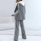 Lässiges 2-teiliges Damen-Set aus grauem Blazer-Oberteil und weiten Hosen