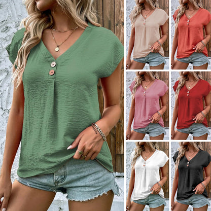 Sommer-Hot-Sale – Damen-Sommer-T-Shirt mit lockerem V-Ausschnitt