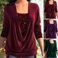 Burgund Pailletten Langarm Top