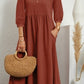 Sommerkleid mit Laternenärmeln aus Baumwolle und Leinen für Frauen